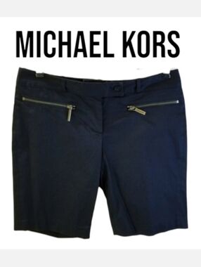 MICHAEL Michael Kors Navy Blue Signature Zipper Short Sz S NWT
